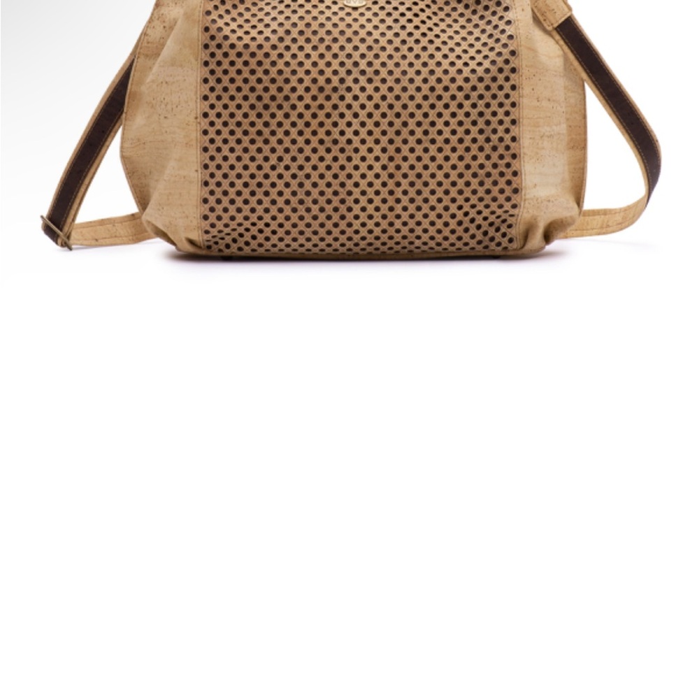 Eve Cork Tan Perforated Shoulder Bag